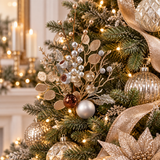 18" Champagne Gold & Silver Ornament Berry Spray-32279 Golden Bell