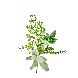 TCT Crafts Artificial 15" Mixed Lamb's Ear, Maidenhair & Blossom Spray - Craft and Home Decor Supply - Sage/Green-PM3211