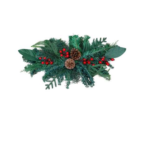 Pine Swag with Berries and Pinecones | Magnolia Leaf Christmas Decor | 24" Swag-WF705-RD Sims Pottery
