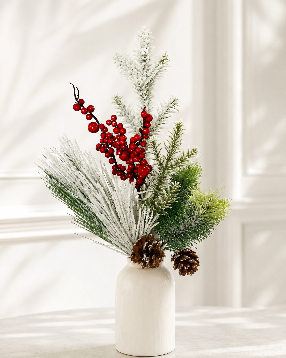 21" Snow Flocked Pine & Pinecone Pick with Red Berries-XX1829 Craig Bachman