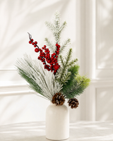 21" Snow Flocked Pine & Pinecone Pick with Red Berries-XX1829 Craig Bachman