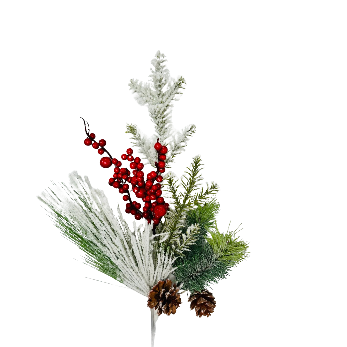 21" Snow Flocked Pine & Pinecone Pick with Red Berries-XX1829 Craig Bachman