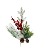 21" Snow Flocked Pine & Pinecone Pick with Red Berries-XX1829 Craig Bachman