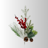 21" Snow Flocked Pine & Pinecone Pick with Red Berries-XX1829 Craig Bachman