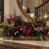 Gothic Glam Halloween Centerpiece | Burgundy and Black Rose Table Display TCT Crafts