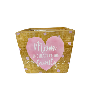 5.75"x4.25"H Wooden Mother's Day Planter with Liner - Choice of 3 Styles - TCT Crafts -KM1143