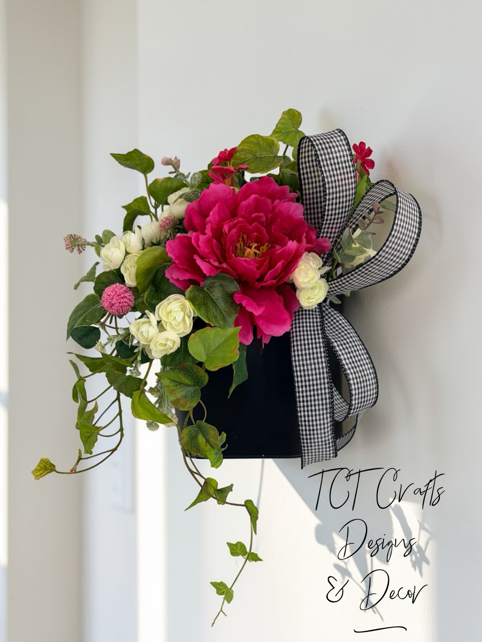 Pink Peony Floral Wall Pocket for Mother’s Day Realtor and New Home Gift TCT Crafts
