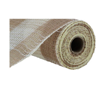 Load image into Gallery viewer, Rustic Elegance: 10.5&quot; x 10yd Faux Jute/PP Large Check Deco Mesh - Natural/Cream-RY831554