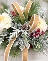 Rustic Glam Christmas Arrangement with Snowy Peonies & Burlap Ribbon TCT Crafts