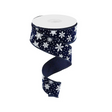 Navy Velvet Mini Snowflake Ribbon | Wired Winter Snowflake Ribbon | 1.5" x 10yd-RGC182919 Craig Bachman