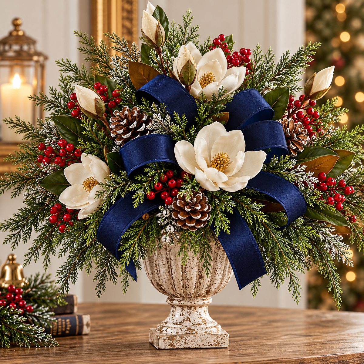 D'Lux Navy Blue Satin Ribbon | Wired Solid Christmas Ribbon | 1.5" x 10yd-LX400519 Craig Bachman