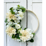 Cream Dahlia & White Rose Hoop Wreath – Wedding & Event Decor TCT Crafts