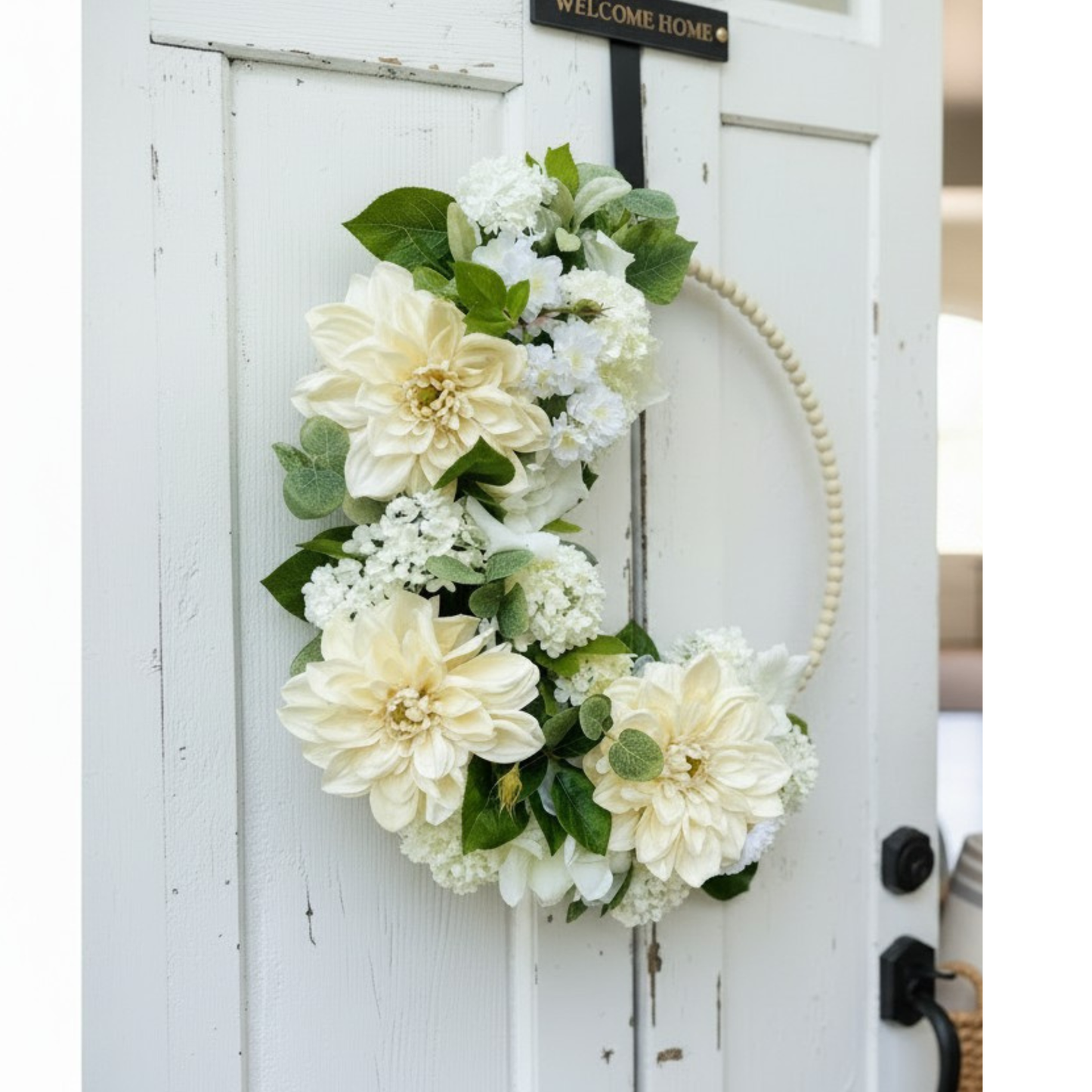 Cream Dahlia & White Rose Hoop Wreath – Wedding & Event Decor TCT Crafts