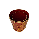 Nutcracker Drum Nesting Container Set — Red Gold Christmas Tabletop Planters, Set of 2-TC02147 Transpac