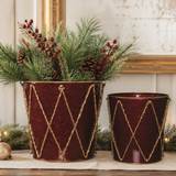 Nutcracker Drum Nesting Container Set — Red Gold Christmas Tabletop Planters, Set of 2-TC02147 Transpac