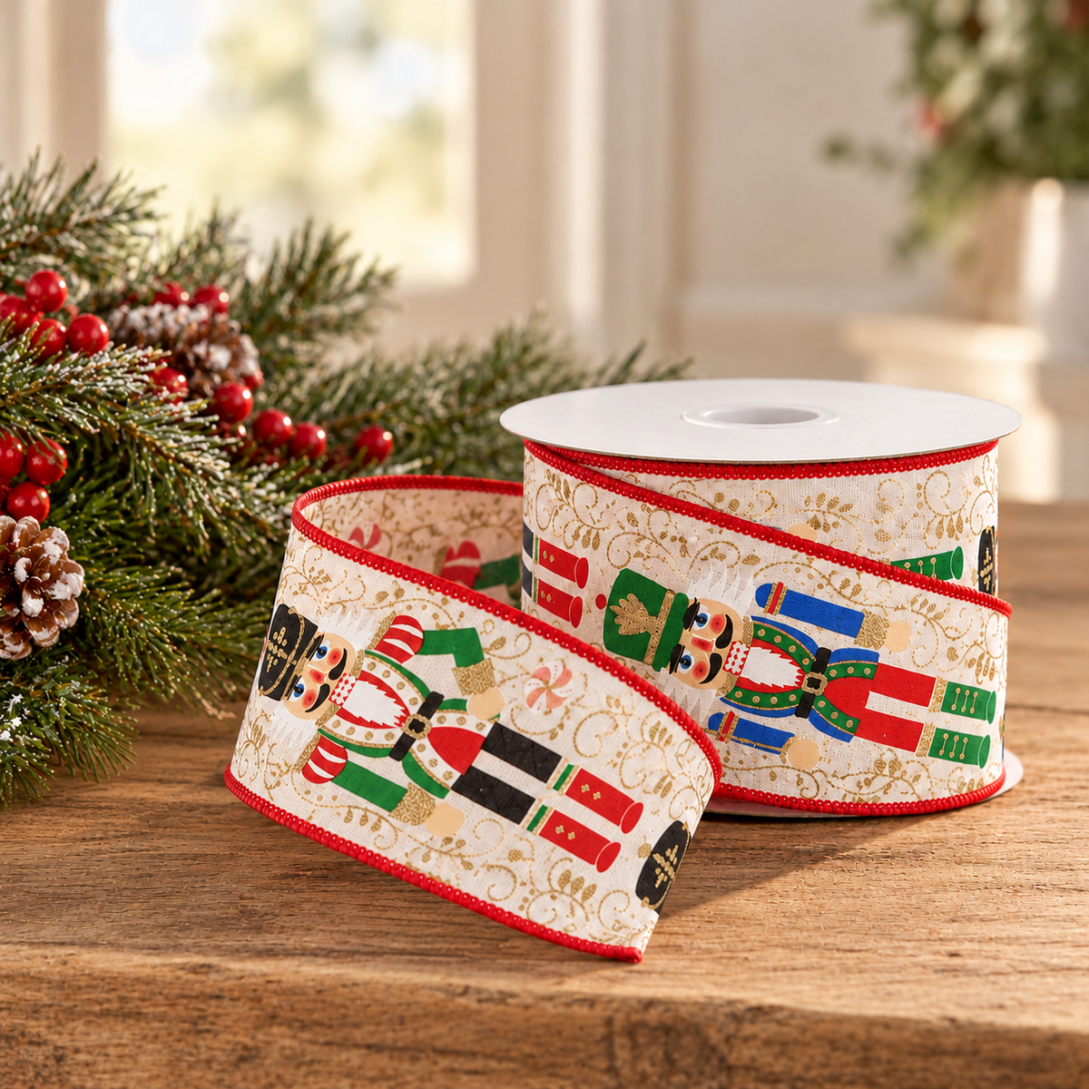 Nutcracker Christmas Ribbon | Wired Christmas Nutcracker Ribbon | 2.5" x 10yd-RGA134327 Craig Bachman