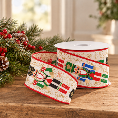 Nutcracker Christmas Ribbon | Wired Christmas Nutcracker Ribbon | 2.5" x 10yd-RGA134327 Craig Bachman