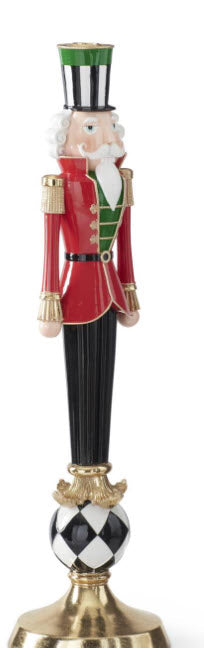 Harlequin Nutcracker Taper Candle Holder | Red Black White Green Resin Christmas Decor | 23.5"-56418B K & K Interiors