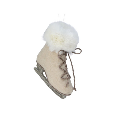Vintage 7" Ice Skate Ornament with Faux Fur – Tree, Wreath, Holiday Decor Regency