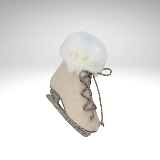 Vintage 7" Ice Skate Ornament with Faux Fur – Tree, Wreath, Holiday Decor Regency