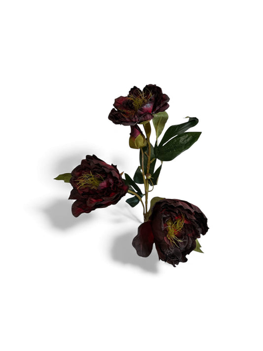 Vintage Red Peony Spray 28" | Artificial Silk Floral Stem for Arrangements Select Artificials