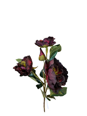 Vintage Red Peony Spray 28" | Artificial Silk Floral Stem for Arrangements Select Artificials