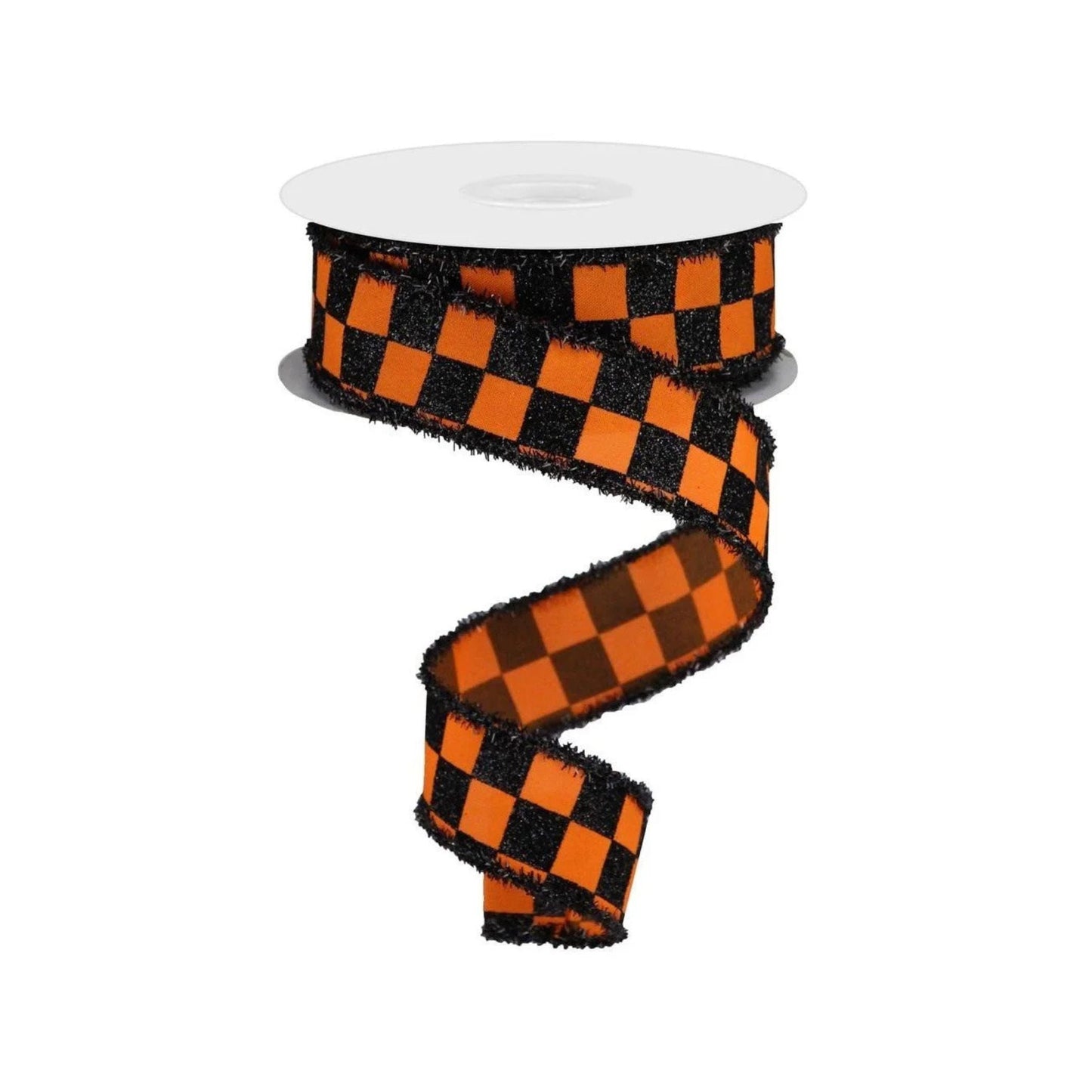 Orange Black Check Halloween Ribbon 1.5 Inch x 10 Yards-RG0834720 Craig Bachman