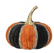Black Orange Velvet Jeweled Pumpkin 6"-MTH13223 Regency