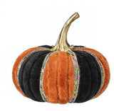Black Orange Velvet Jeweled Pumpkin 6"-MTH13223 Regency
