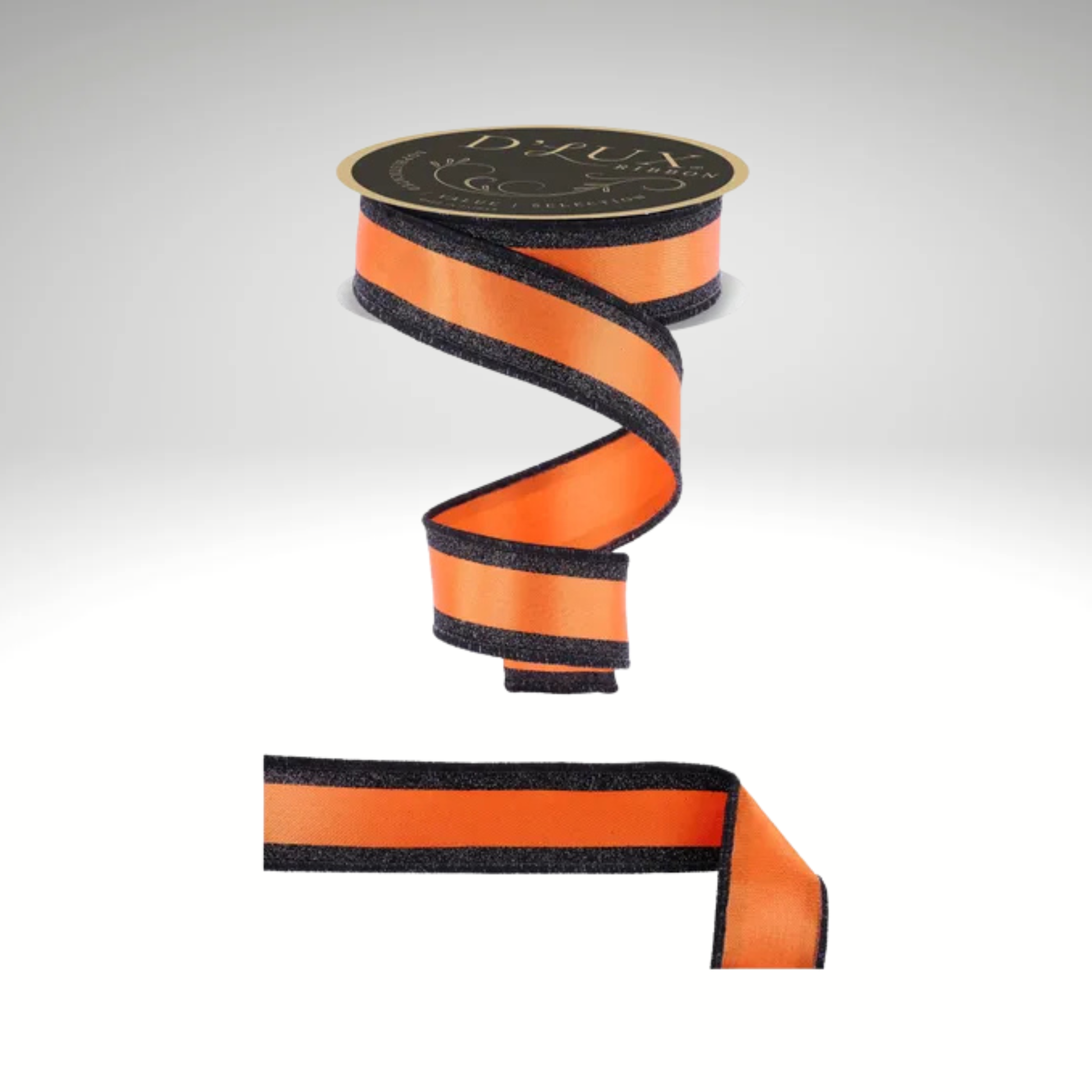 D'Lux Orange Black Glitter Stripe Wired Ribbon for Halloween Wreaths Craig Bachman