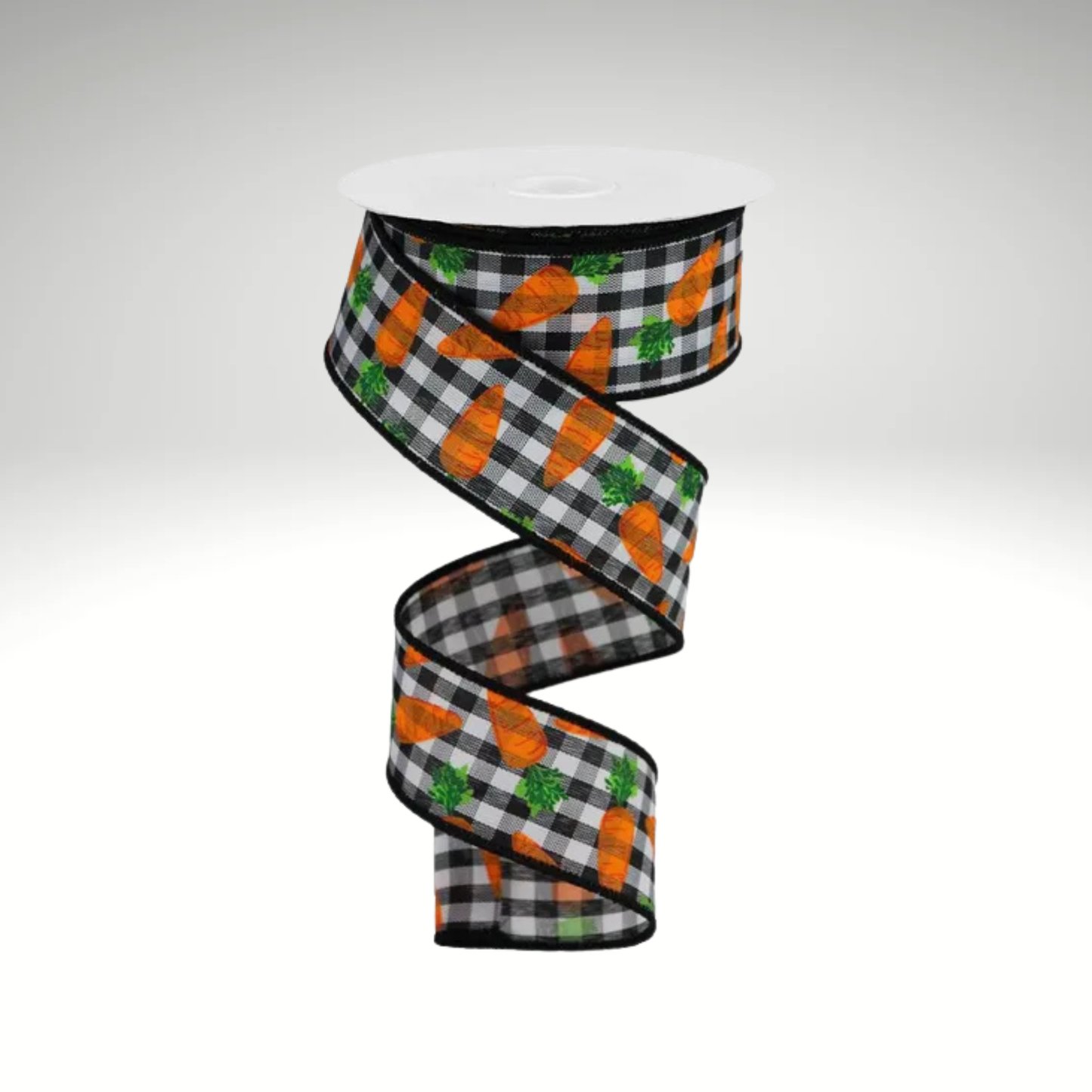 Carrots on Gingham Check Wired Easter Ribbon – 1.5"x10yd-RGA1590X6 Craig Bachman