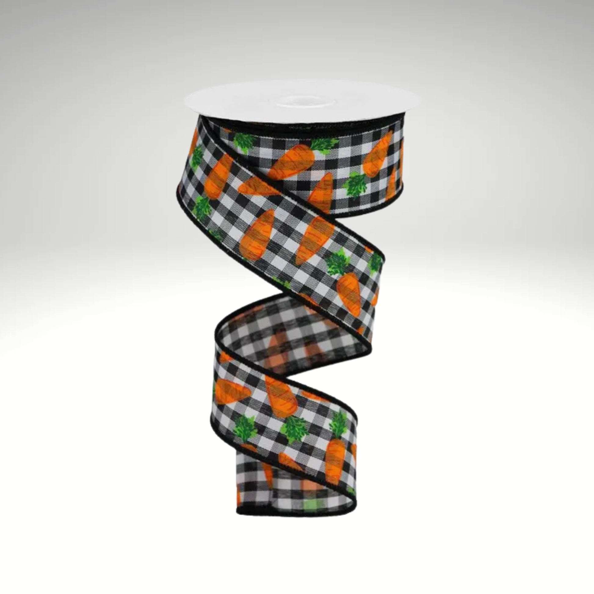 Carrots on Gingham Check Wired Easter Ribbon – 1.5"x10yd-RGA1590X6 Craig Bachman