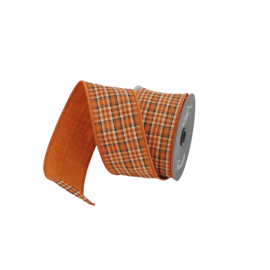 Halloween Plaid Wired Ribbon | 2.5 Inch Farrisilk Ribbon-SC007-52 Farrisilk