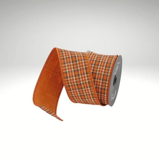 Halloween Plaid Wired Ribbon | 2.5 Inch Farrisilk Ribbon-SC007-52 Farrisilk