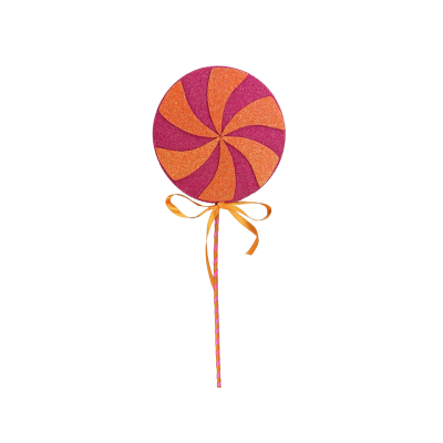 Whimsical Orange and Pink Lollipop Pick | 17" Glitter Candy Decor by TCT Crafts - 57136BTOR Liberty Floral