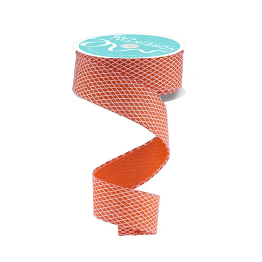 Orange White Harlequin Ribbon | 1.5x10yd Wired-RGF169520 Craig Bachman