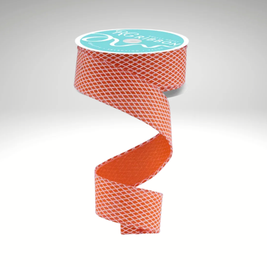 Orange White Harlequin Ribbon | 1.5x10yd Wired-RGF169520 Craig Bachman