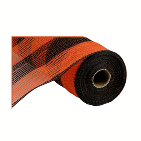 10.5"x10yd Faux Jute Wide Stripe Mesh - Orange/Black - Premium Wreath Supplies-RY8314F7 Craig Bachman