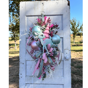 Pastel Christmas Bambi Winter Swag – 38"x23" Whimsical Holiday Door Decor | TCT Crafts