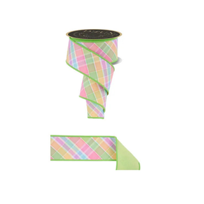 Pastel Spring Plaid Double-Sided Wired Ribbon 2.5"x10yd-LX1163RT Craig Bachman