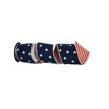 Load image into Gallery viewer, 4&quot; x 5 Yards Patriotic Wired Ribbon | Stars &amp; Stripes Designer Ribbon for Wreaths &amp; Crafts-MT24210