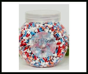 150g Patriotic Flag Polymer Clay Faux Sprinkle Mix - Ideal for Fake Bakes, Clay Art, Slime - Vibrant and Festive