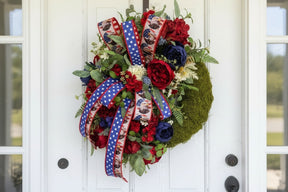 Patriotic Moss Wreath for Red White Blue Summer Front Door Decor TCT Crafts