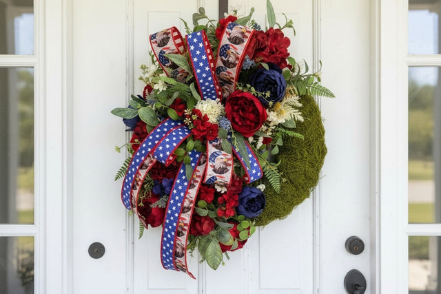 Patriotic Moss Wreath for Red White Blue Summer Front Door Decor TCT Crafts