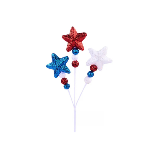 Patriotic Glitter Star Pick Red White Blue 4th of July Floral Pick-HJ1104 Craig Bachman