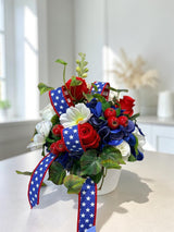 Patriotic Floral Arrangement in White Container for Summer Home Decor TCT Crafts