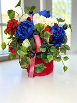 Patriotic Basket Arrangement in Red Basket for Summer Home Decor TCT Crafts