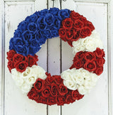 22" Patriotic Rose Wreath | Red White & Blue Floral Wreath for 4th of July & Memorial Day TCT Crafts