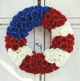 22" Patriotic Rose Wreath | Red White & Blue Floral Wreath for 4th of July & Memorial Day TCT Crafts