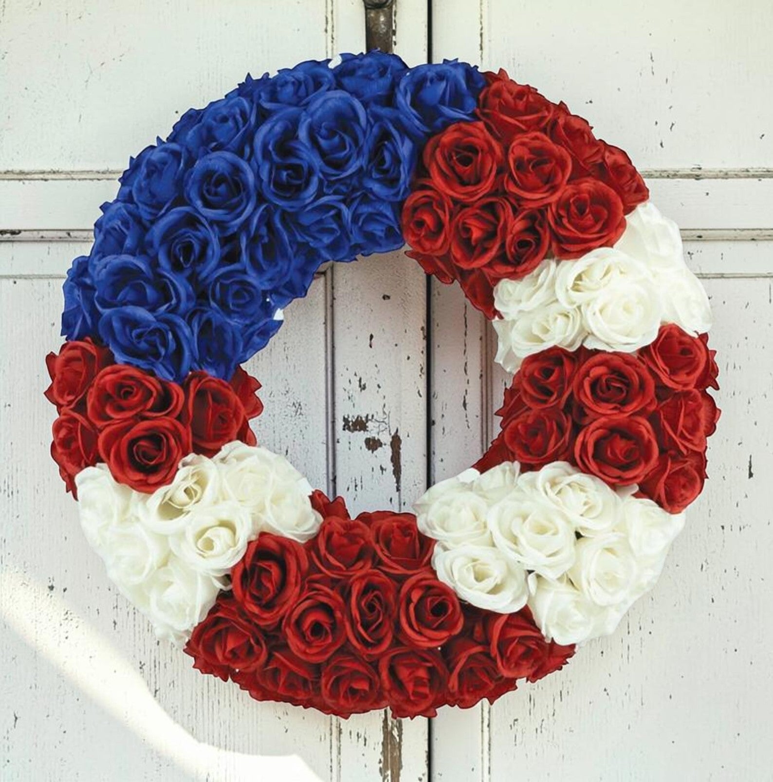 22" Patriotic Rose Wreath | Red White & Blue Floral Wreath for 4th of July & Memorial Day TCT Crafts